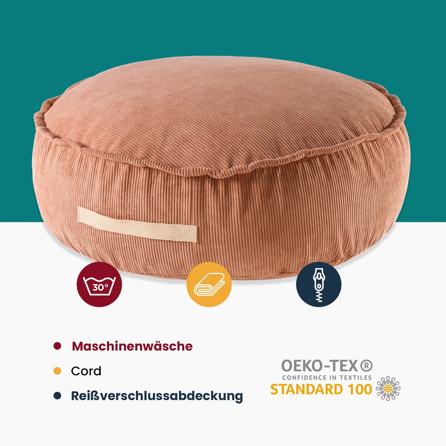 MeowBaby - Designer Cord Pouf für Kinder in Sand