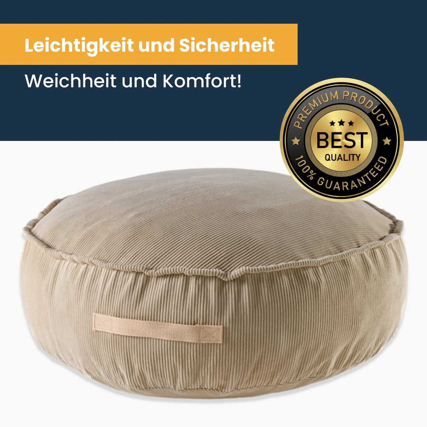 MeowBaby - Designer Cord Pouf für Kinder in Sand