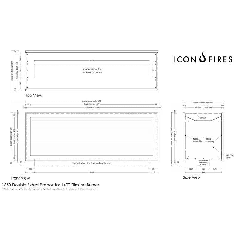 - Icon Fires - Slimline 1650 Tunnelkamin