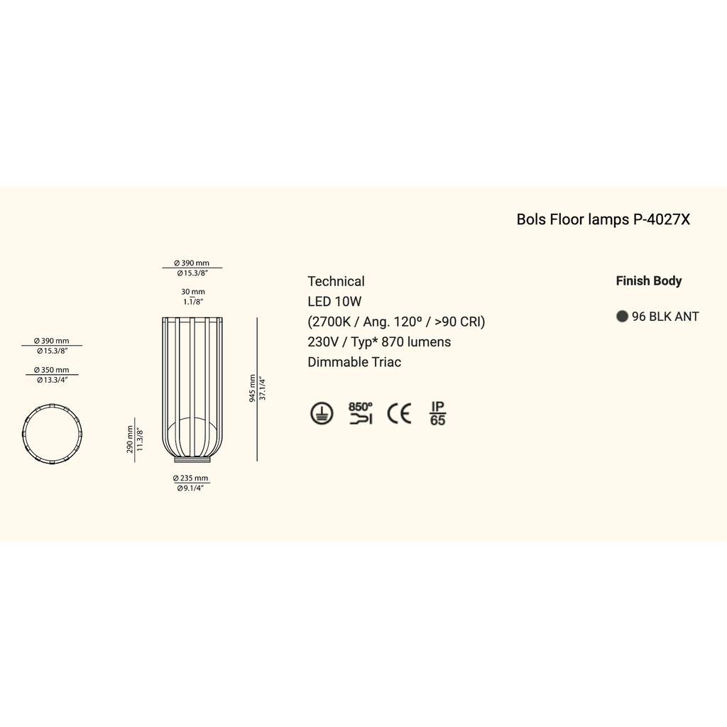   - Estiluz - Stehleuchte Bols P-4027X inkl. Tablett                              