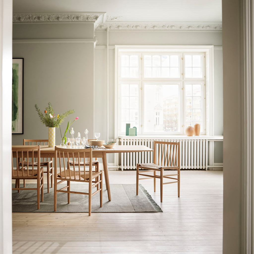 FDB Møbler - J80 Stuhl Buche Grau Blau lackiert