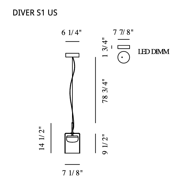   - Prandina - Deckenleuchte Diver S1 Dimmbar                              