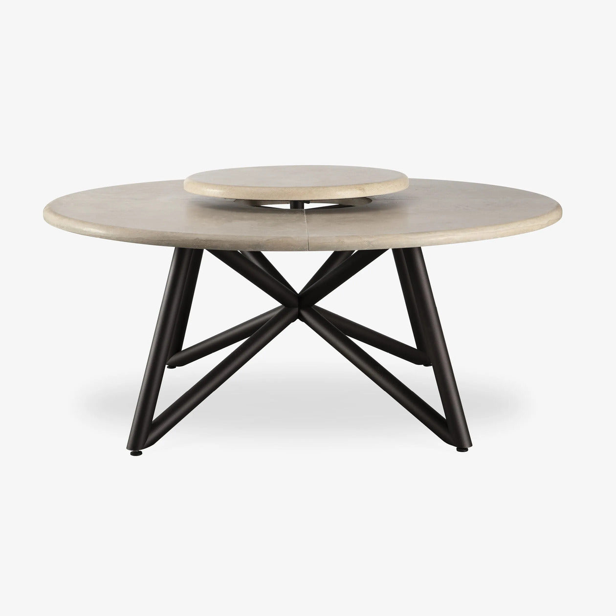 VELTHA® - Runder Tisch HERMU Travertin Lazy Susan