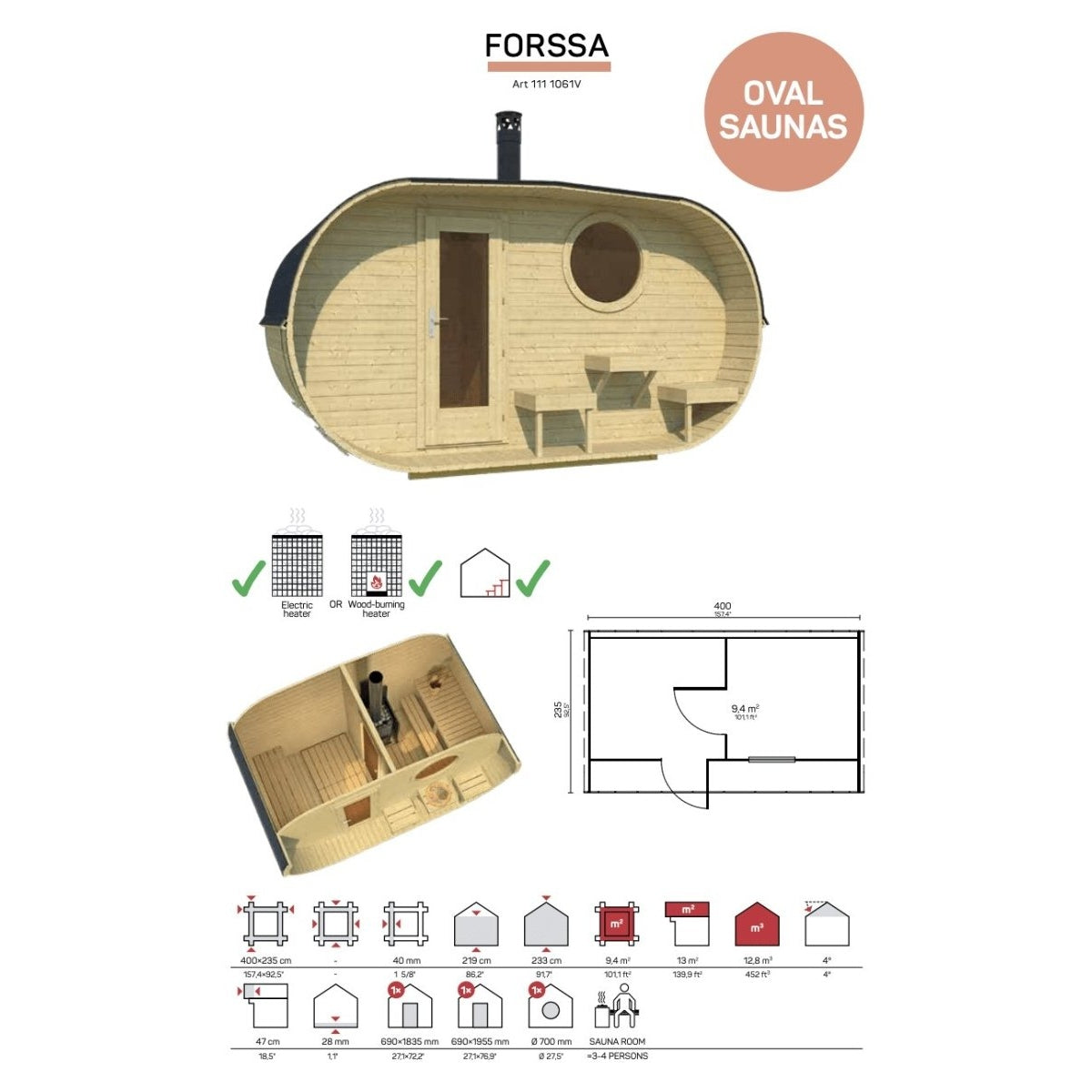 Tene OVAL SAUNA FORSSA