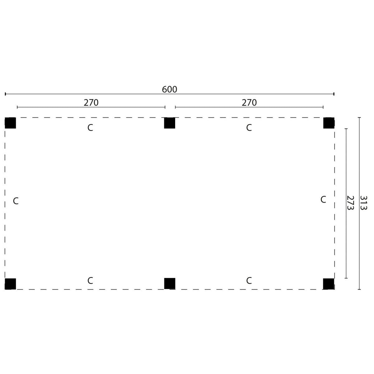 Tuindeco - Pavillon / Carport Renesse 600 Selbstbausatz