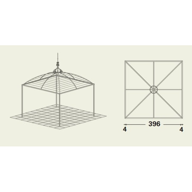 Unopiu - Pavillon Tibisco 404 x 404 komplett mit 4 Pfosten