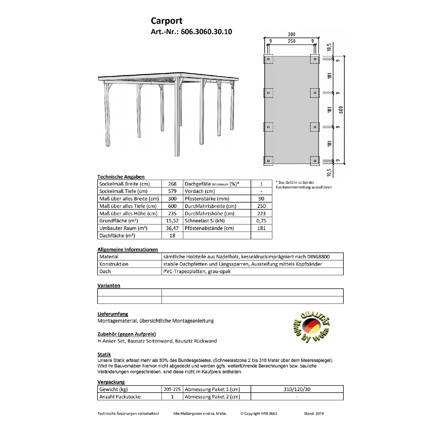 WEKA - CARPORT 606